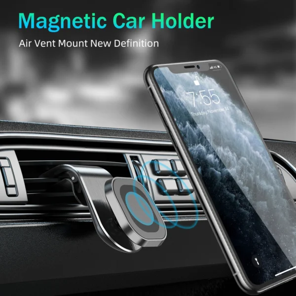 USLION Hot Selling Smartphone Holder 360 rotation L shape magnetic power air vent magnetic car mount mobile phone holder