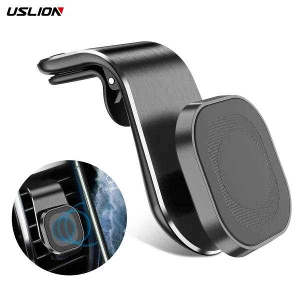 USLION Hot Selling Smartphone Holder 360 rotation L shape magnetic power air vent magnetic car mount mobile phone holder - Image 6