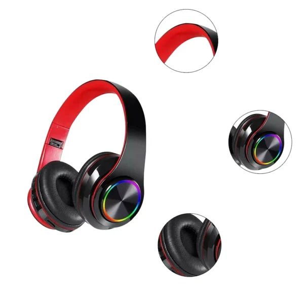 Colorful LED Light BT Headset Stereo Foldable Headphone Earphone Voice B39 RGB Luminous Wireless BT 5.0 Headset Gaming - Image 3