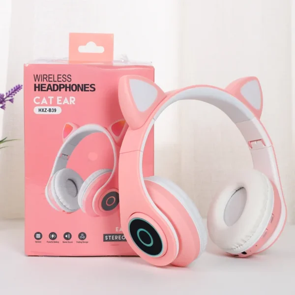 Dropshipping Cute Cat Ear B39 Wireless Headphone With LED Light Wireless Earphone Support TF Card Gaming Headset - Image 3