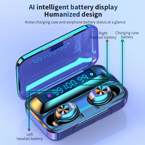 TWS Wireless Earphones BT 5.0 F9-10 earphone headphone support Xiaomi / iPhone with 2000mah power bank 9D Stereo headset - Image 5