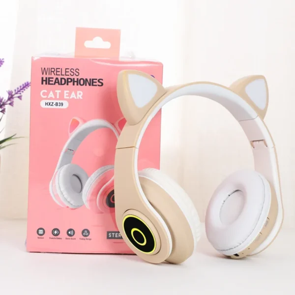 Dropshipping Cute Cat Ear B39 Wireless Headphone With LED Light Wireless Earphone Support TF Card Gaming Headset - Image 4