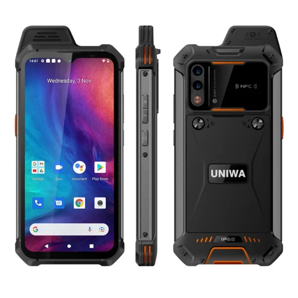 UNIWA W888 Android 11 64GB IP68 4G NFC Rugged phone with fingerprint charging dock for 5000mAh explosion proof mobile phone - Image 6