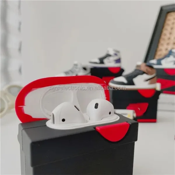 Hot Selling Fashion Silicone Shoe Box AJ Style Sneaker Case for Airpod Case For Airpods 1 2 Pro/Pro2 for Airpods 3